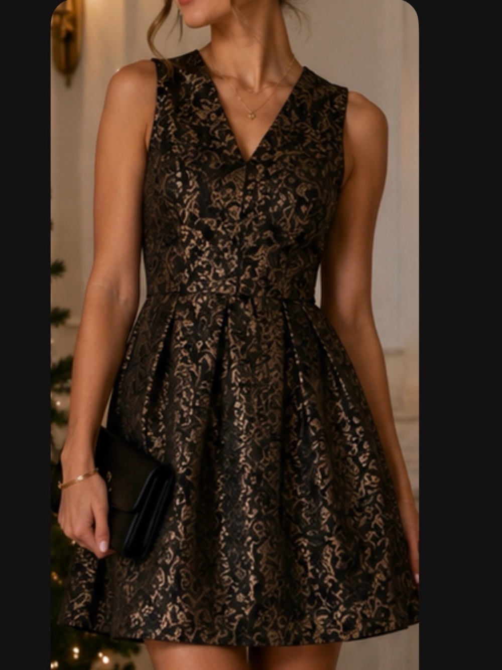 Slate & Willow Gold and Black Paisley Brocade Dress formal sz 4